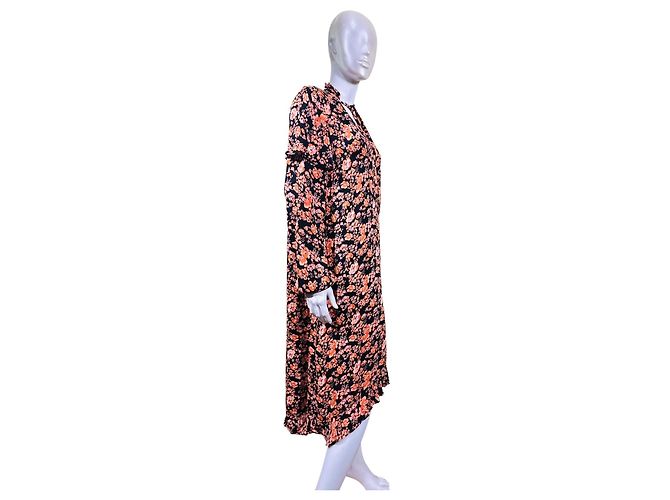 Baum und Pferdgarten Midikleid mit Blumenprint Schwarz Pink - Ansicht 5