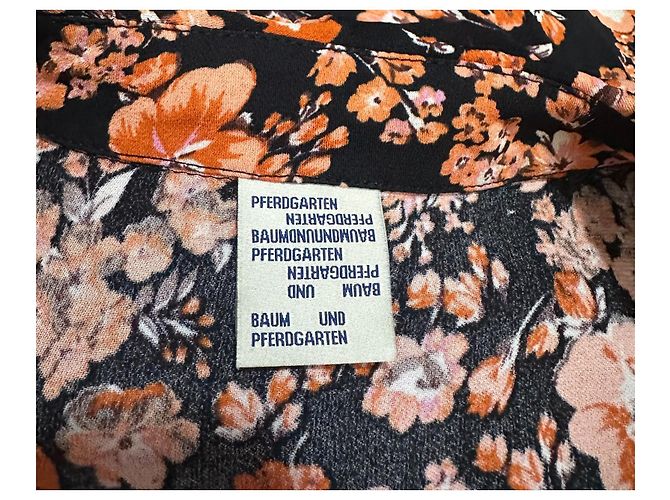 Baum und Pferdgarten Midikleid mit Blumenprint Schwarz Pink - Ansicht 6