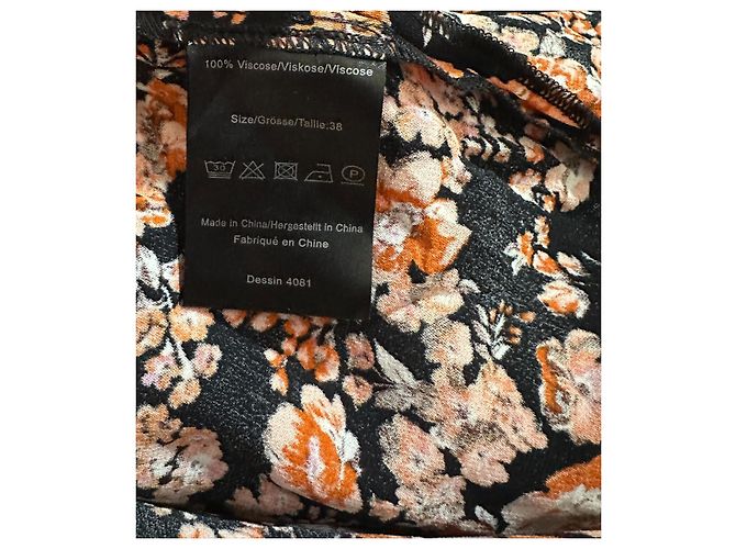 Baum und Pferdgarten Midikleid mit Blumenprint Schwarz Pink - Ansicht 7