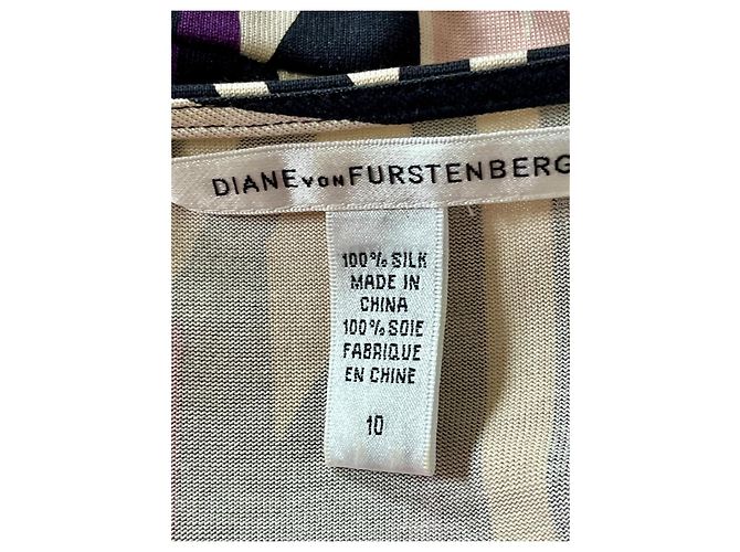 Diane von Furstenberg Kitt Seidenkleid Schwarz Pink Mehrfarben Beige Lila - Ansicht 5