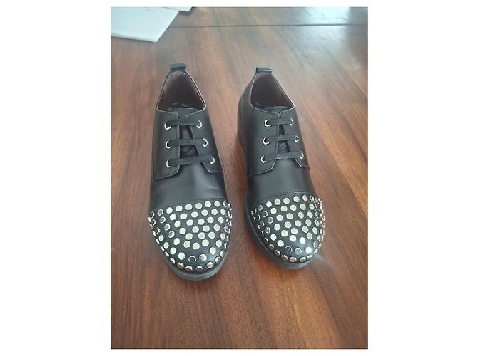 Autre Marque Scarpe stringate in pelle nera con borchie Nero - vista 4