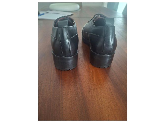 Autre Marque Scarpe stringate in pelle nera con borchie Nero - vista 6