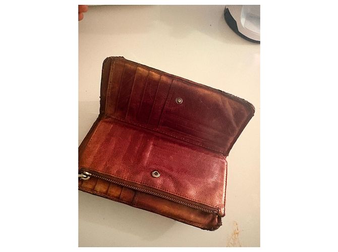 Miu Miu Burgundy Leather Clasp Wallet Brown - view 12