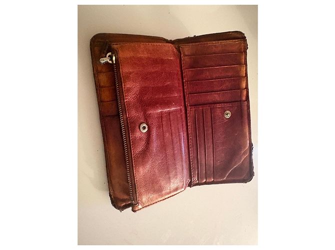 Miu Miu Burgundy Leather Clasp Wallet Brown - view 13