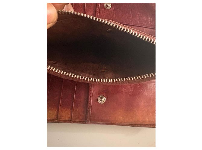 Miu Miu Burgundy Leather Clasp Wallet Brown - view 15