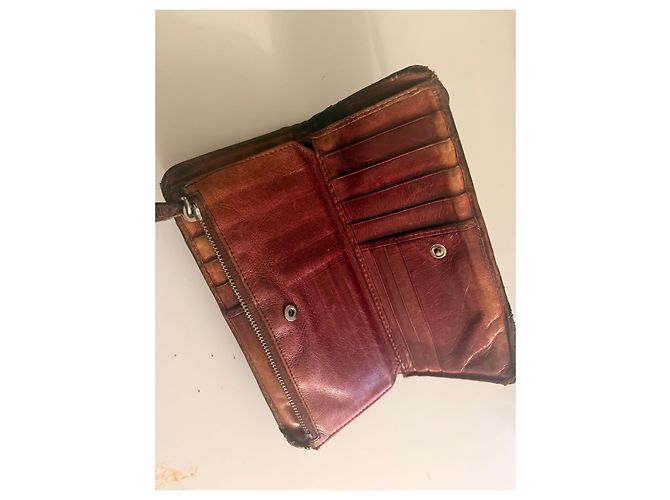 Miu Miu Burgundy Leather Clasp Wallet Brown - view 4