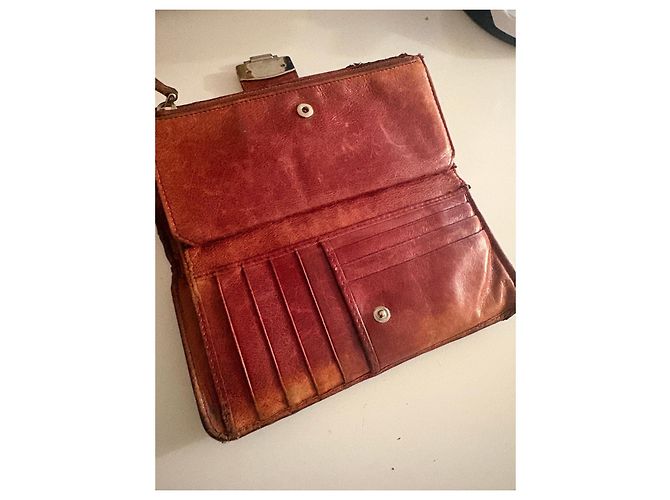 Miu Miu Burgundy Leather Clasp Wallet Brown - view 6