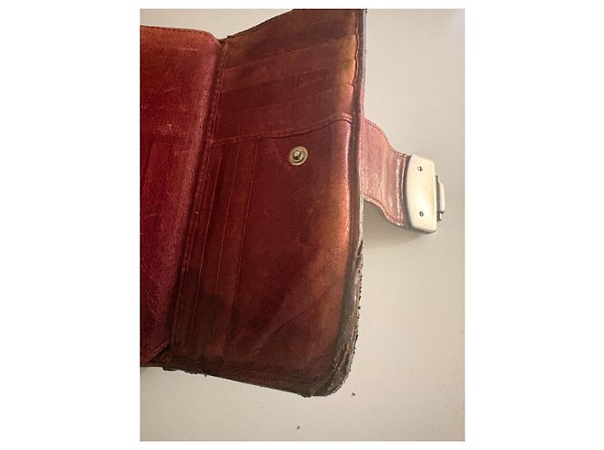 Miu Miu Burgundy Leather Clasp Wallet Brown - view 7