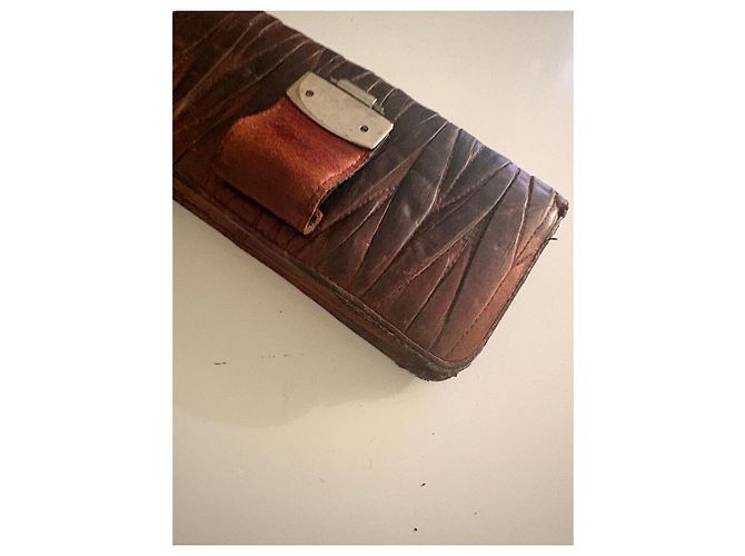Miu Miu Burgundy Leather Clasp Wallet Brown - view 8
