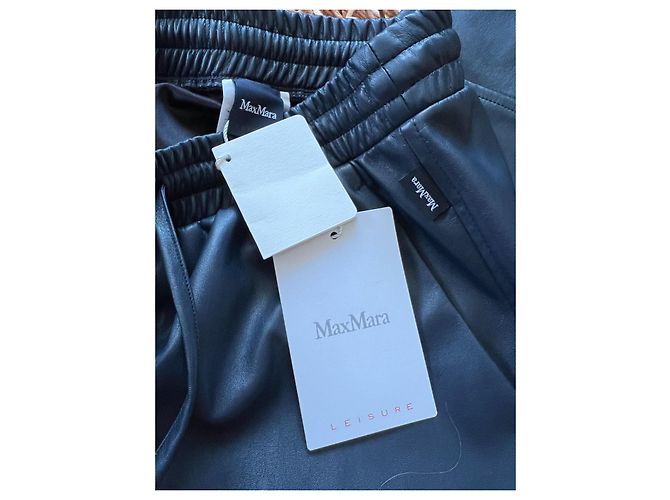 Completo Max Mara Leisure Top e Pantaloni Similpelle Blu Navy Blu scuro - vista 3