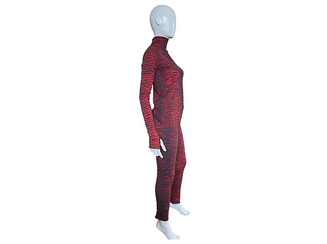 Kenzo x H&M Set Top a Collo Alto e Leggings Stampa Tigre Nero Rosso - vista 2