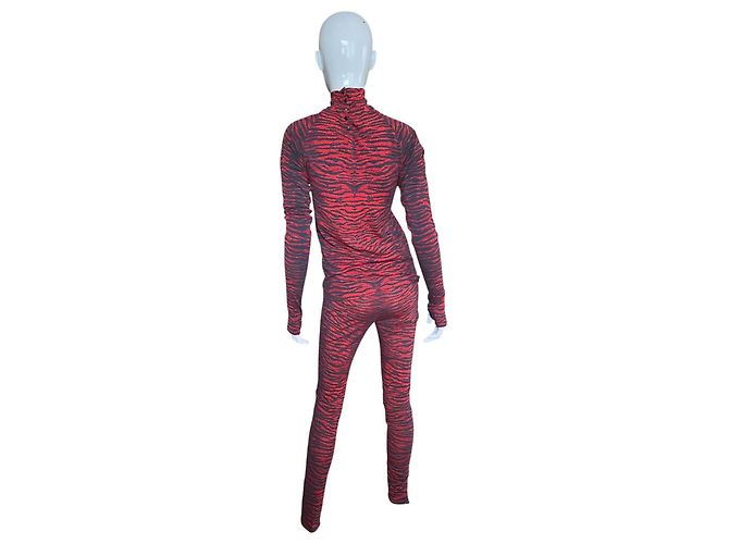 Kenzo x H&M Set Top a Collo Alto e Leggings Stampa Tigre Nero Rosso - vista 3