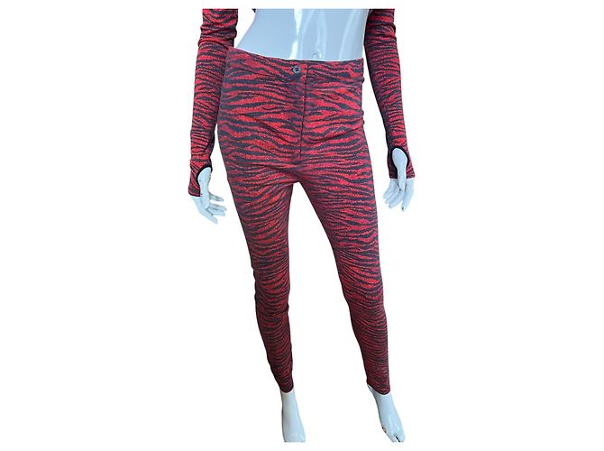 Kenzo x H&M Set Top a Collo Alto e Leggings Stampa Tigre Nero Rosso - vista 4