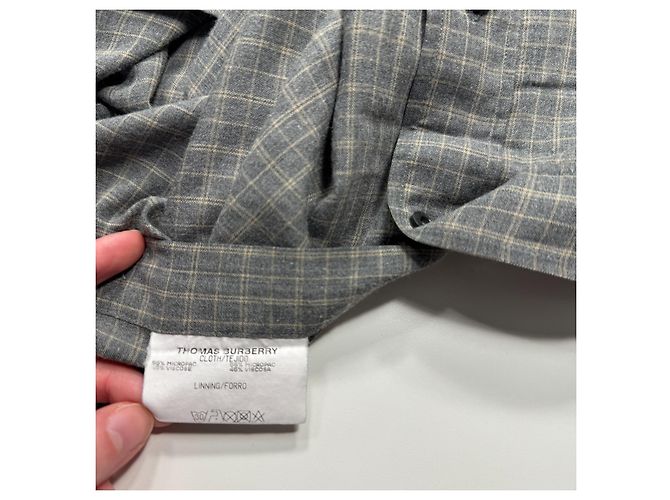 Camicia a bottoni a quadri Thomas Burberry Beige Grigio - vista 6