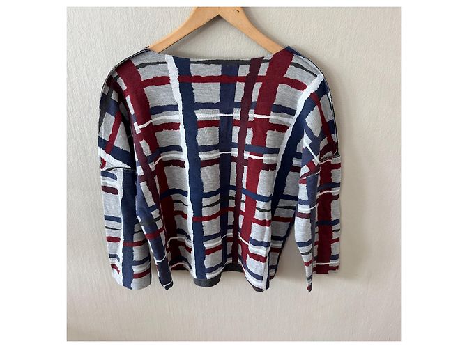 Armani Jeans Langarmshirt mit Karomuster Weiß Rot Blau Grau - Ansicht 2