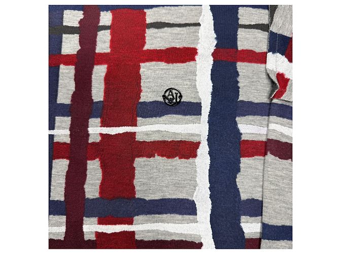 Armani Jeans Langarmshirt mit Karomuster Weiß Rot Blau Grau - Ansicht 4