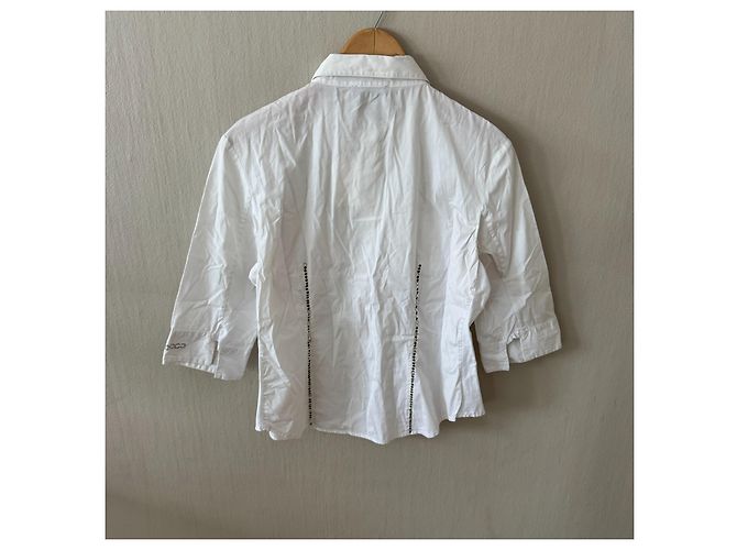Camicia in cotone bianco con strass Roccobarocco - vista 2
