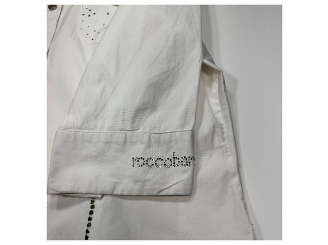 Camicia in cotone bianco con strass Roccobarocco - vista 6