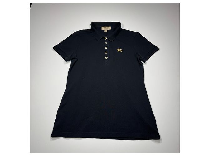 Polo Burberry de algodón negro con emblema dorado - vista 3