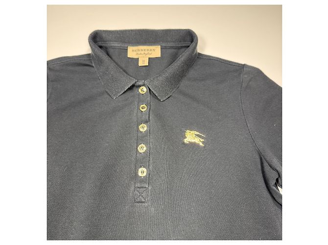 Polo Burberry de algodón negro con emblema dorado - vista 4