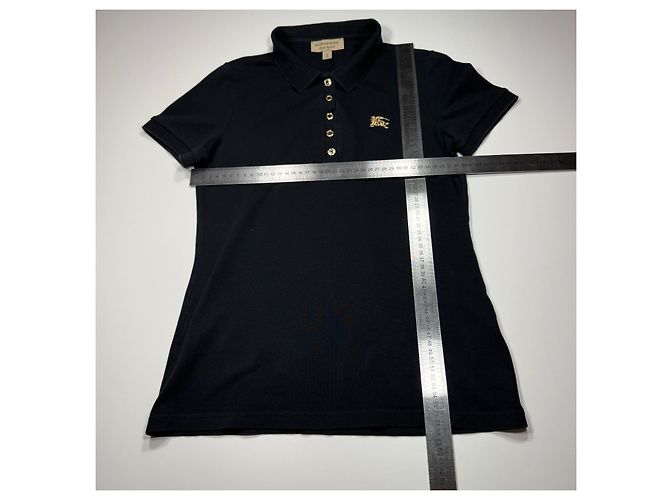 Polo Burberry de algodón negro con emblema dorado - vista 7