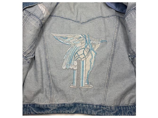 Roccobarocco Jeansjacke mit bestickten Flügeln Weiß Blau - Ansicht 10