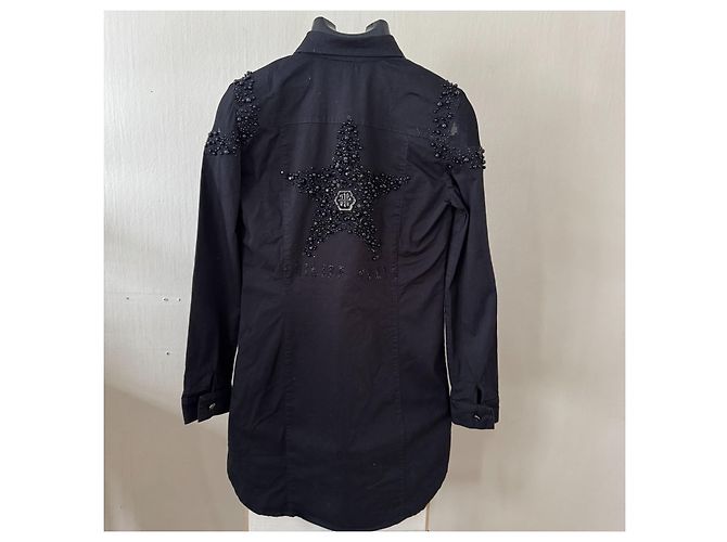 Abito camicia nero con stelle decorate Philipp Plein - vista 3