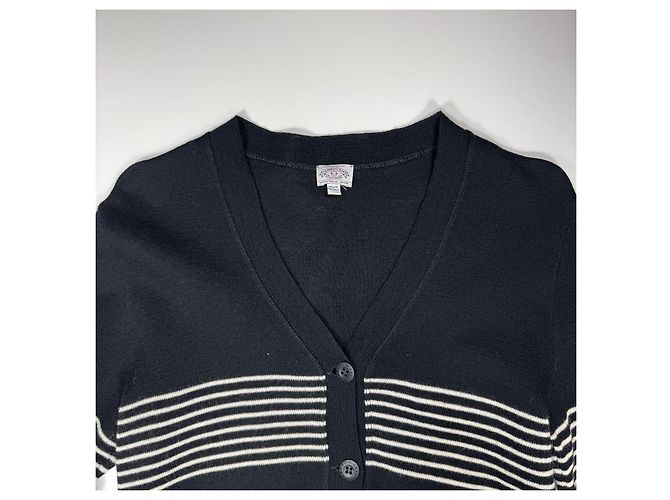 Armani Jeans gestreifter Wollcardigan in Schwarz - Ansicht 5