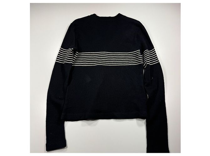 Armani Jeans gestreifter Wollcardigan in Schwarz - Ansicht 8
