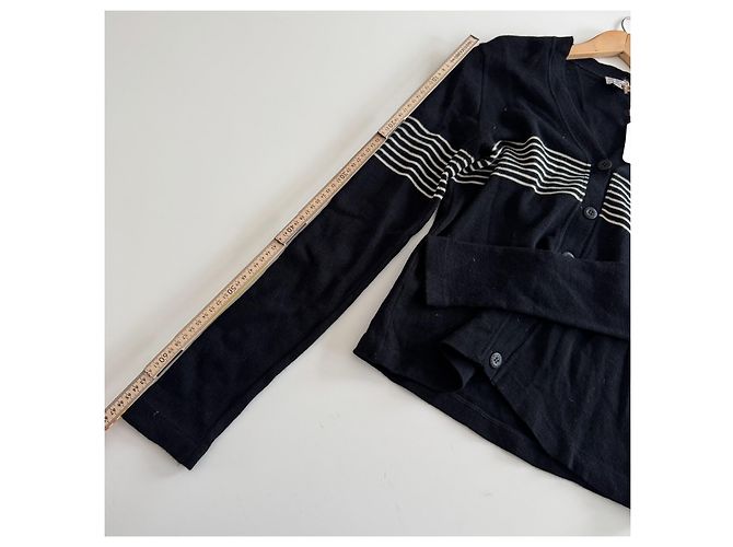 Armani Jeans gestreifter Wollcardigan in Schwarz - Ansicht 9