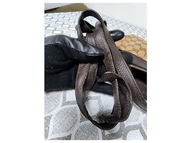 Gucci Borsa a Tracolla Crystal Monogram Small D Gold Ring Marrone Beige - vista 10