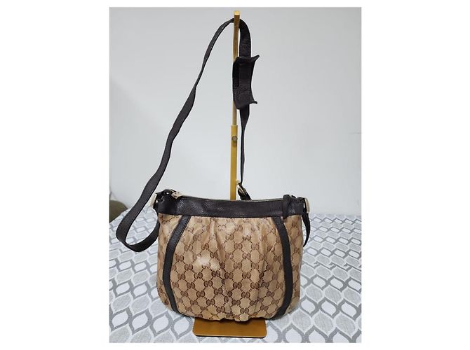 Gucci Borsa a Tracolla Crystal Monogram Small D Gold Ring Marrone Beige - vista 3