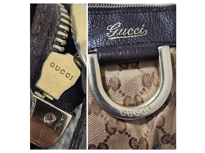 Gucci Borsa a Tracolla Crystal Monogram Small D Gold Ring Marrone Beige - vista 5