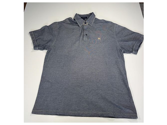 Polo in cotone blu da uomo Burberry - vista 3