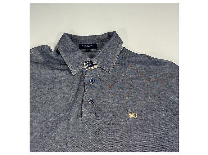 Polo in cotone blu da uomo Burberry - vista 4