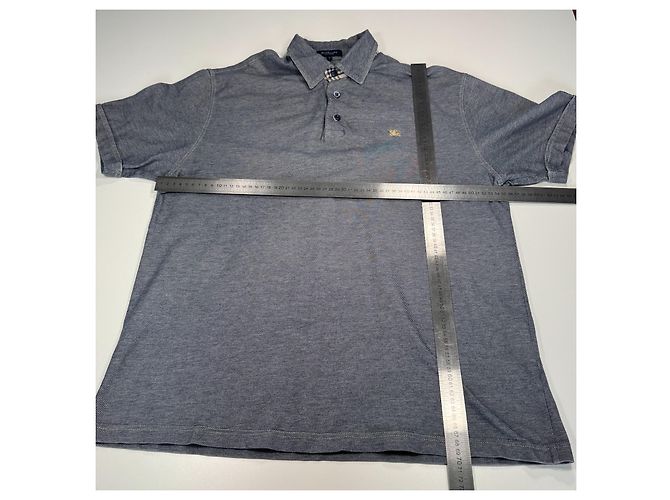 Polo in cotone blu da uomo Burberry - vista 7