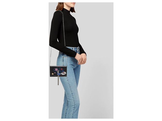 Saint Laurent Kate Wallet on Chain Cloud Star Nero Multicolore - vista 17