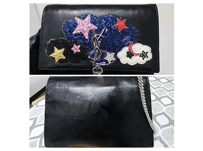 Saint Laurent Kate Wallet on Chain Cloud Star Nero Multicolore - vista 4