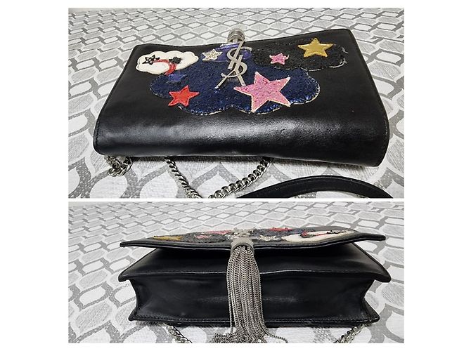 Saint Laurent Kate Wallet on Chain Cloud Star Nero Multicolore - vista 6
