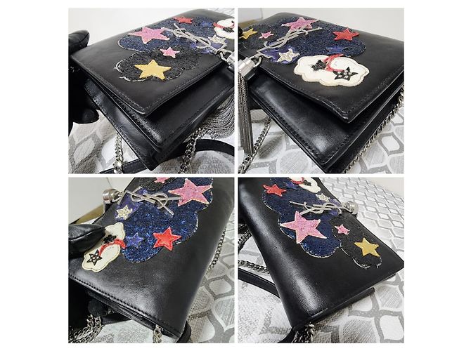 Saint Laurent Kate Wallet on Chain Cloud Star Nero Multicolore - vista 8