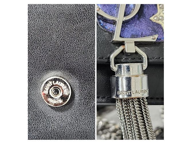 Saint Laurent Kate Wallet on Chain Cloud Star Nero Multicolore - vista 9
