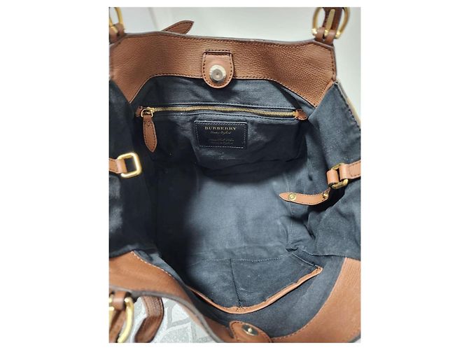 Burberry Borsa Tote Small Canterbury in Tela House Check e Pelle Marrone Beige - vista 10
