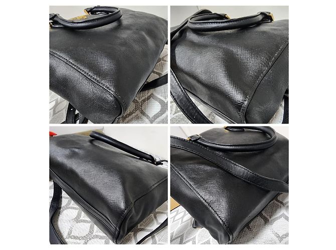 Prada Baltico Borsa Satchel Piccola Pelle Saffiano Nera Nero - vista 10