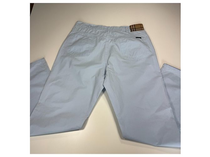 Pantaloni in cotone a righe azzurro chiaro Burberry Blu chiaro - vista 12