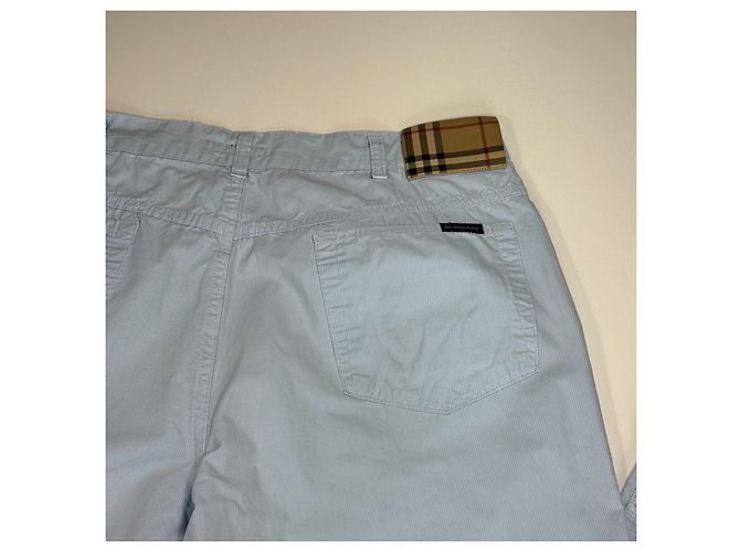 Pantaloni in cotone a righe azzurro chiaro Burberry Blu chiaro - vista 13