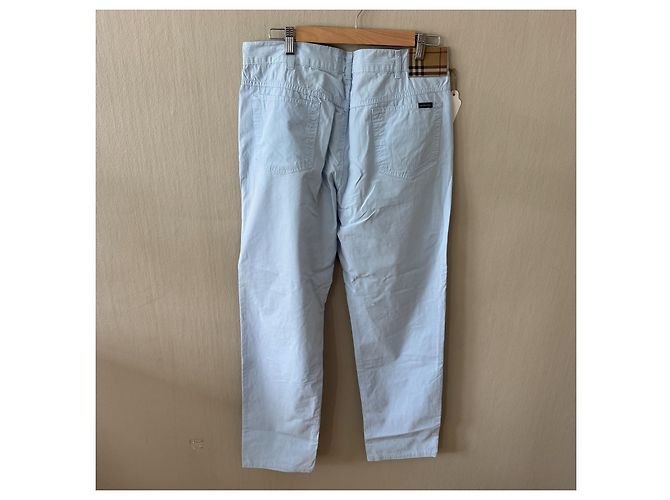 Pantaloni in cotone a righe azzurro chiaro Burberry Blu chiaro - vista 2