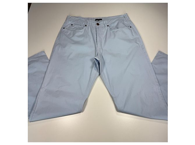 Pantaloni in cotone a righe azzurro chiaro Burberry Blu chiaro - vista 3
