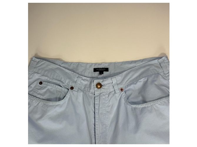 Pantaloni in cotone a righe azzurro chiaro Burberry Blu chiaro - vista 4