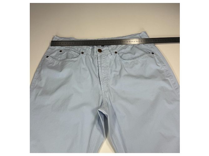 Pantaloni in cotone a righe azzurro chiaro Burberry Blu chiaro - vista 6