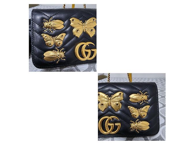 Gucci Mini GG Marmont Bug Portafoglio con catena - Nero - vista 10